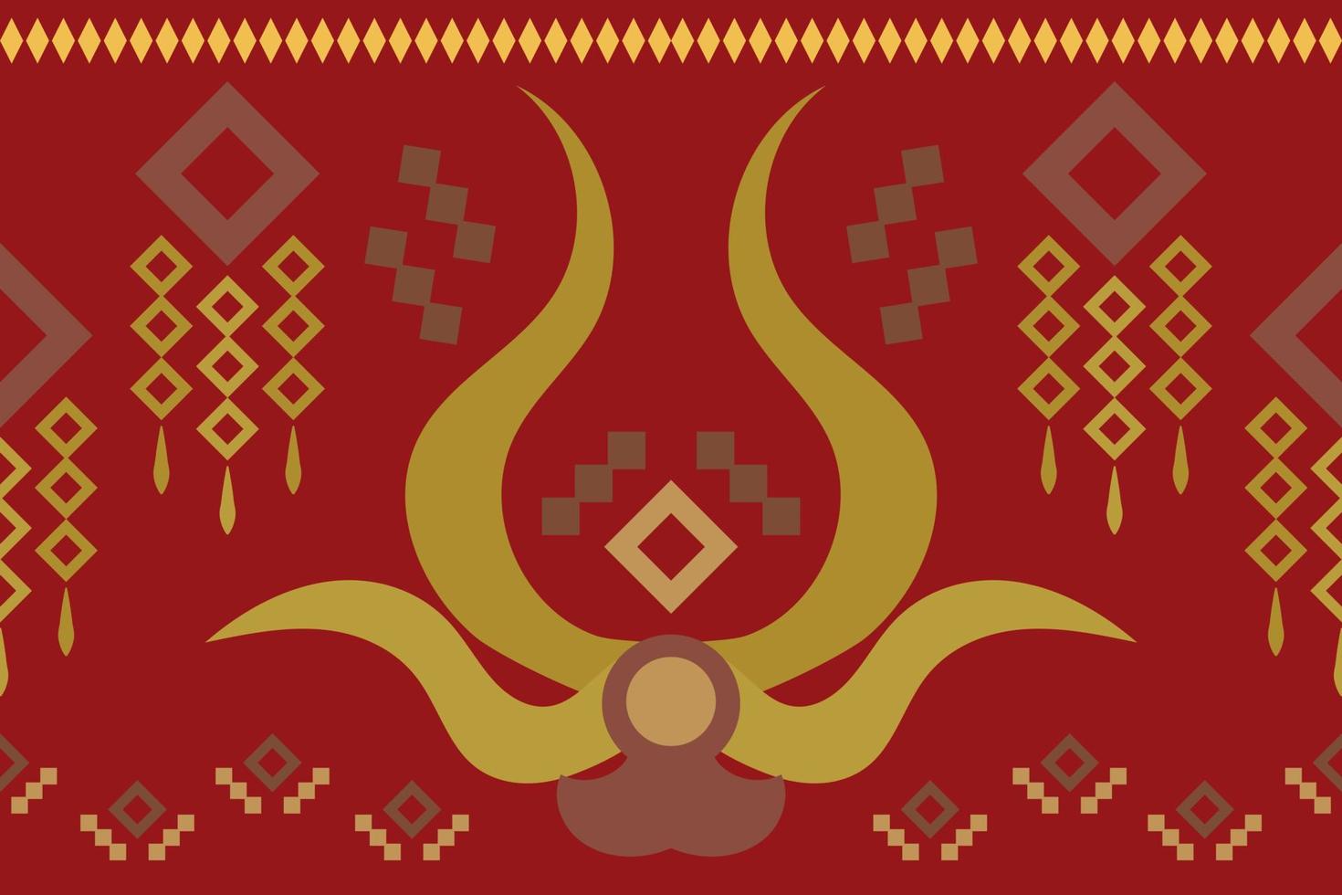 Ethnic fabric pattern geometric style. Sarong Aztec Ethnic oriental pattern traditional Crimson red background. Abstract,vector,illustration. use for texture,clothing,wrapping,decoration,carpet. vector