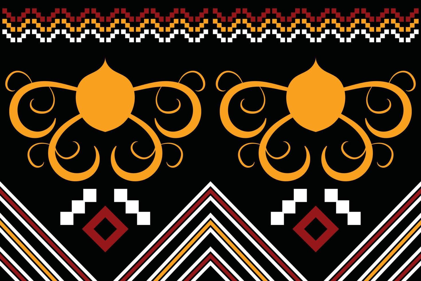 patrón de tela thnic estilo geométrico. sarong azteca étnico oriental patrón tradicional fondo negro oscuro. resumen, vector, ilustración. uso para textura, ropa, envoltura, decoración, alfombra. vector