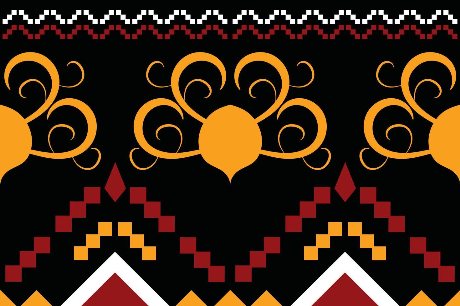 patrón de tela thnic estilo geométrico. sarong azteca étnico oriental patrón tradicional fondo negro oscuro. resumen, vector, ilustración. uso para textura, ropa, envoltura, decoración, alfombra. vector