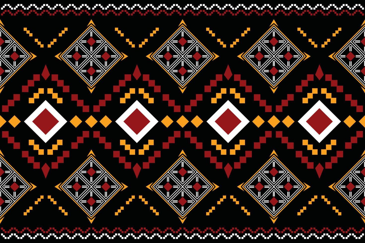 patrón de tela thnic estilo geométrico. sarong azteca étnico oriental patrón tradicional fondo negro oscuro. resumen, vector, ilustración. uso para textura, ropa, envoltura, decoración, alfombra. vector