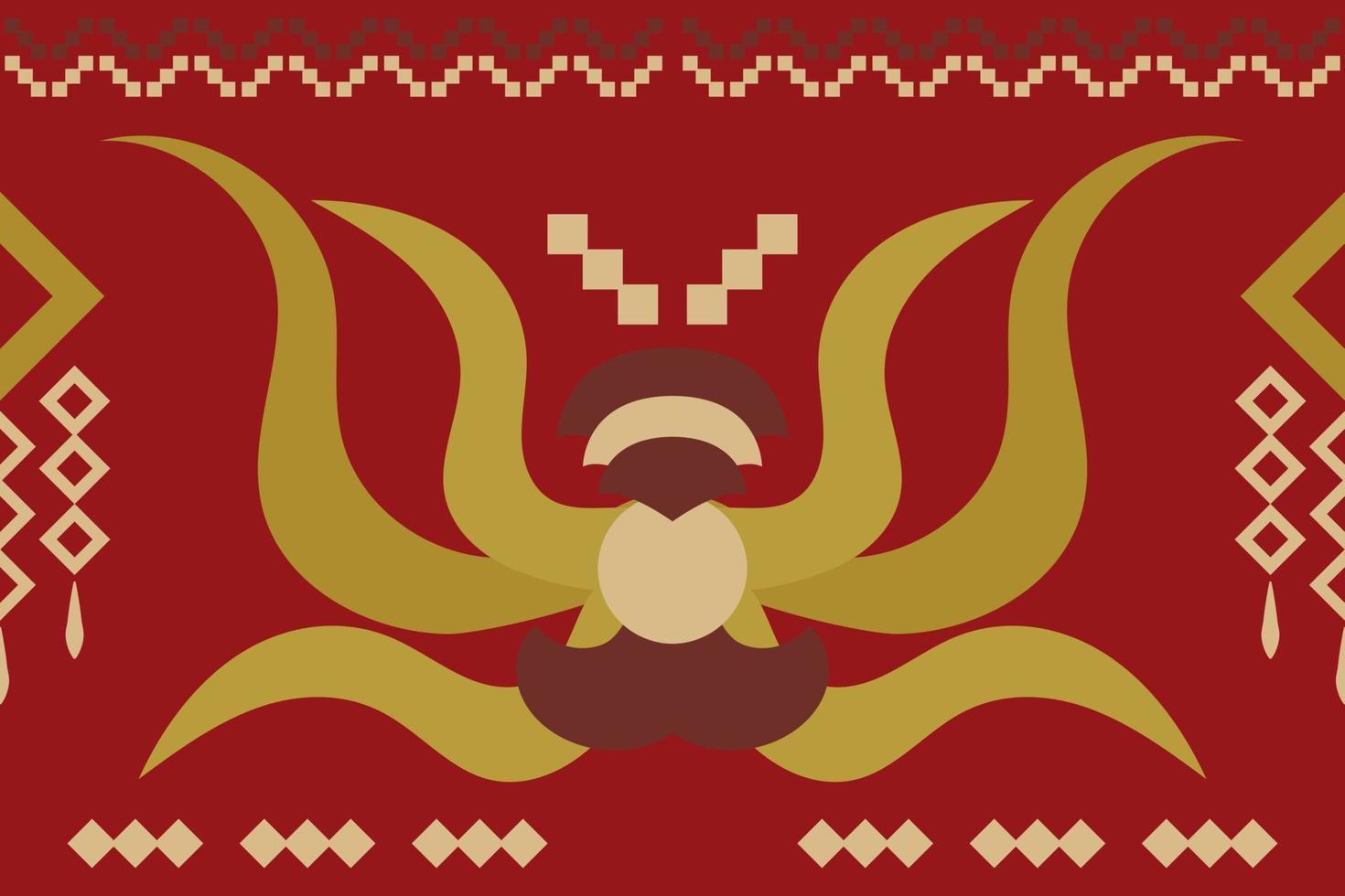 Ethnic fabric pattern geometric style. Sarong Aztec Ethnic oriental pattern traditional Crimson red background. Abstract,vector,illustration. use for texture,clothing,wrapping,decoration,carpet. vector