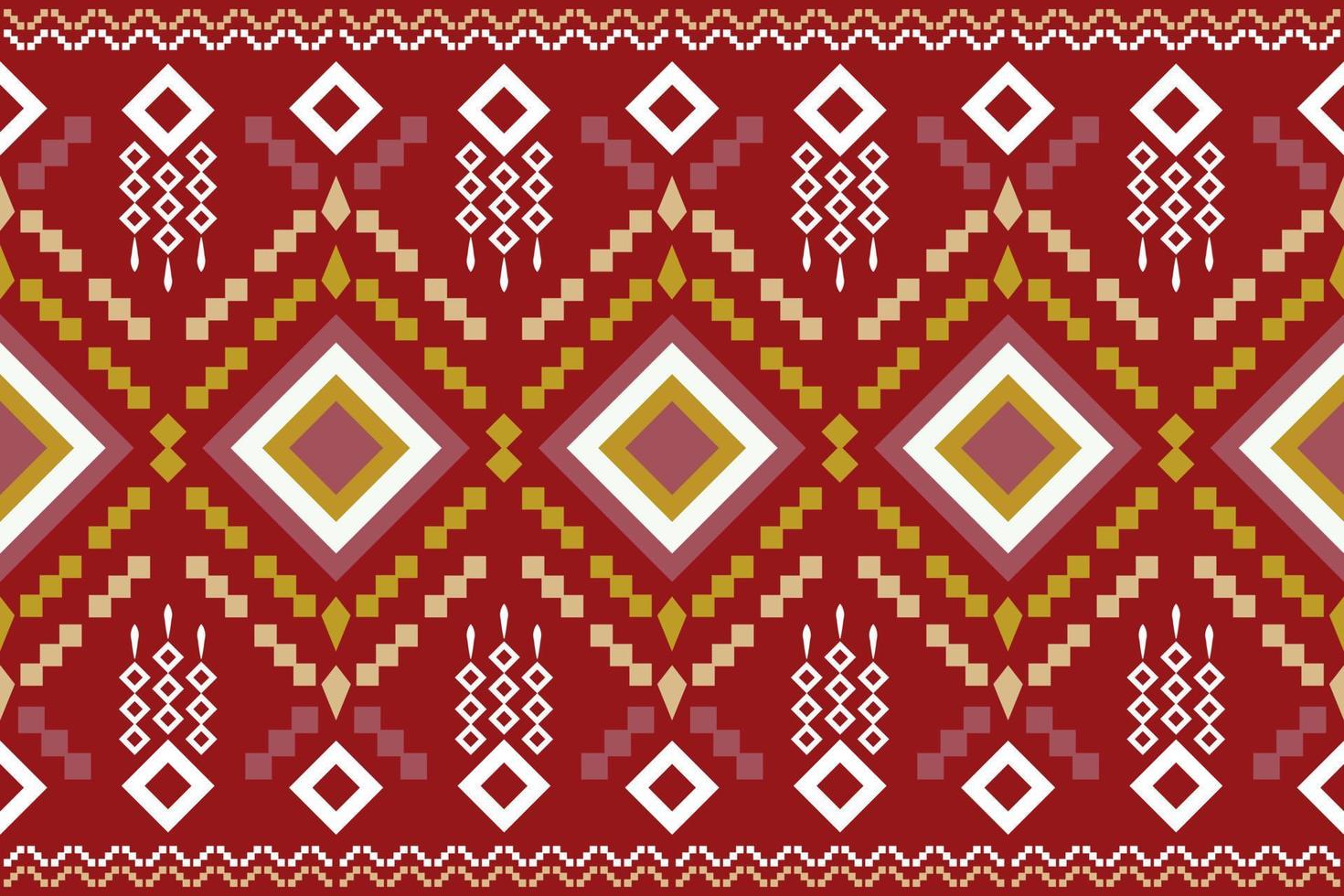 Ethnic fabric pattern geometric style. Sarong Aztec Ethnic oriental pattern traditional Crimson red background. Abstract,vector,illustration. use for texture,clothing,wrapping,decoration,carpet. vector