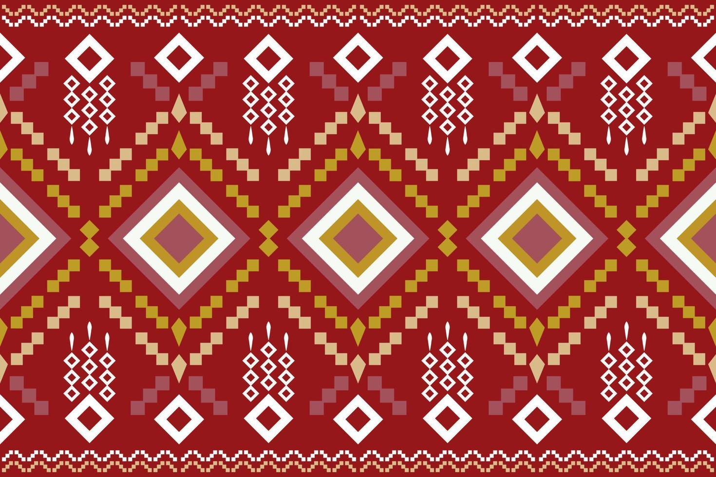 Ethnic fabric pattern geometric style. Sarong Aztec Ethnic oriental pattern traditional Crimson red background. Abstract,vector,illustration. use for texture,clothing,wrapping,decoration,carpet. vector