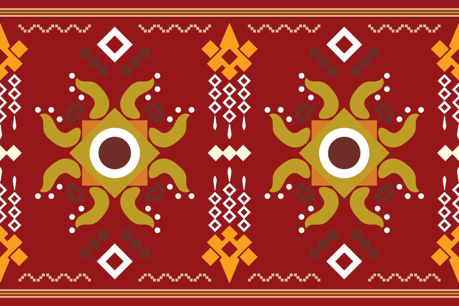 Ethnic fabric pattern geometric style. Sarong Aztec Ethnic oriental pattern traditional Crimson red background. Abstract,vector,illustration. use for texture,clothing,wrapping,decoration,carpet. vector