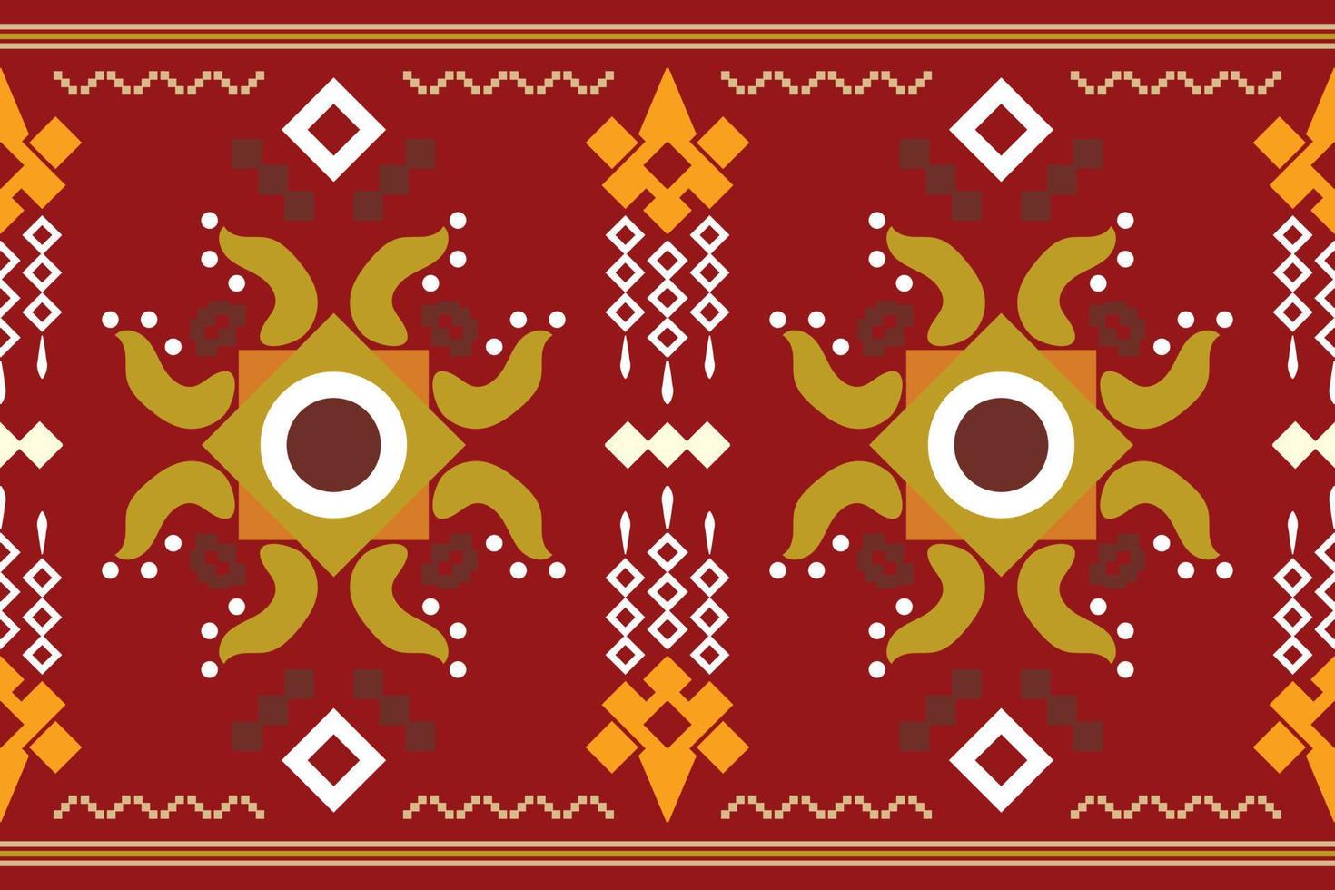 Ethnic fabric pattern geometric style. Sarong Aztec Ethnic oriental pattern traditional Crimson red background. Abstract,vector,illustration. use for texture,clothing,wrapping,decoration,carpet. vector