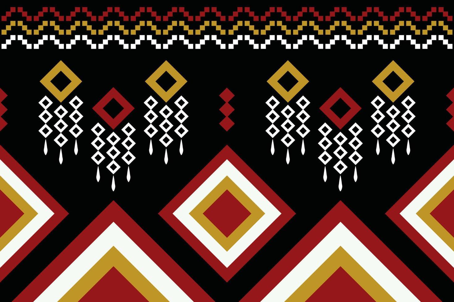 Ethnic fabric pattern geometric style. Sarong Aztec Ethnic oriental pattern traditional dark black background. Abstract,vector,illustration. use for texture,clothing,wrapping,decoration,carpet. vector