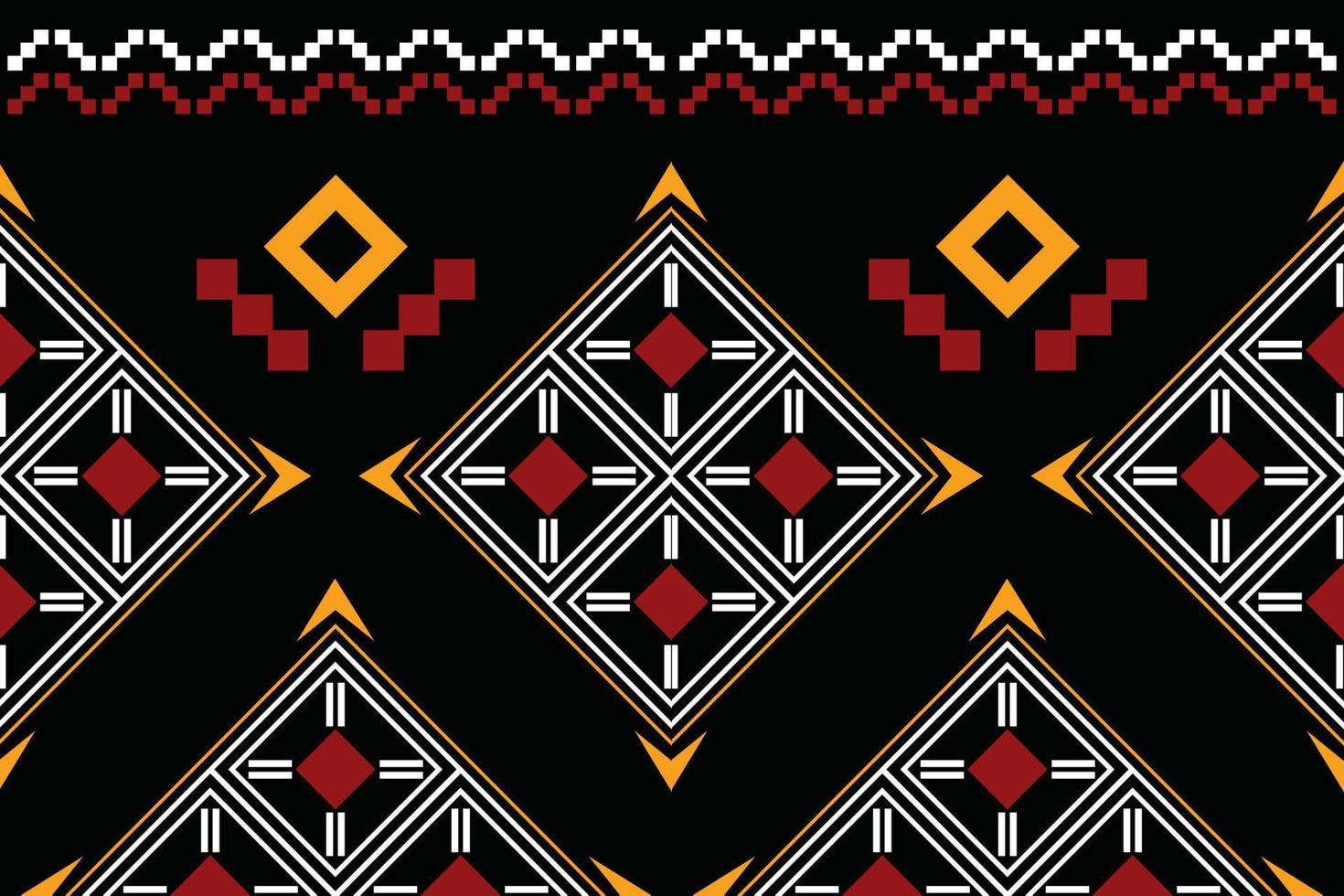 patrón de tela thnic estilo geométrico. sarong azteca étnico oriental patrón tradicional fondo negro oscuro. resumen, vector, ilustración. uso para textura, ropa, envoltura, decoración, alfombra. vector