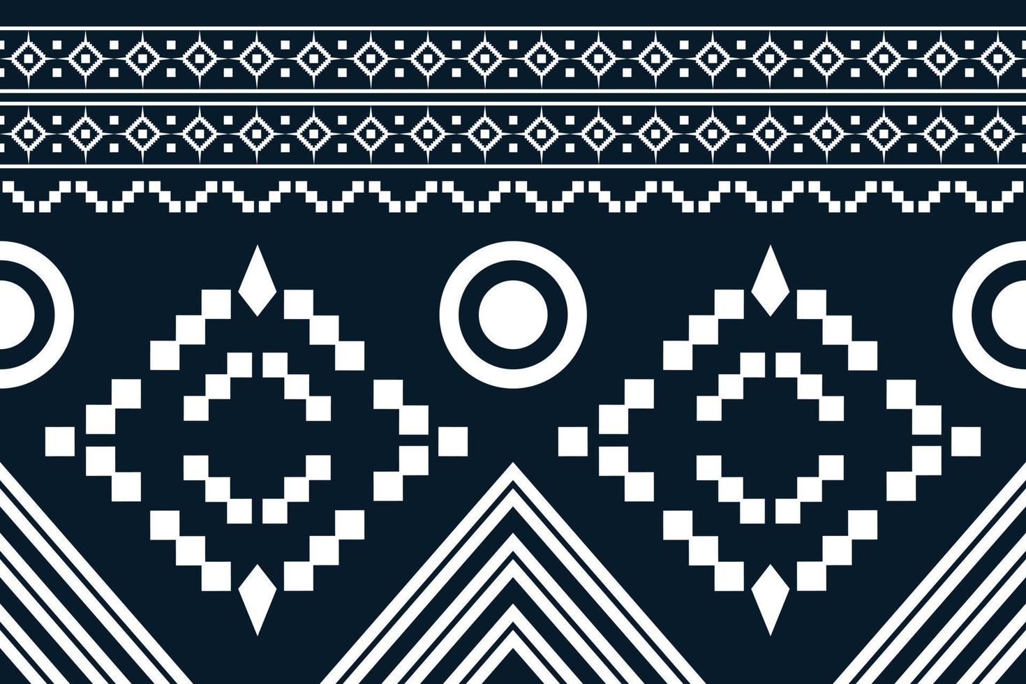 Ethnic fabric pattern geometric style. Sarong Aztec Ethnic oriental pattern traditional Dark navy blue background. Abstract,vector,illustration. Use for texture,clothing,wrapping,decoration,carpet. vector
