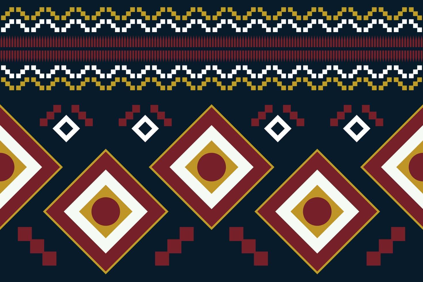 Ethnic fabric pattern geometric style. Sarong Aztec Ethnic oriental pattern traditional Dark navy blue background. Abstract,vector,illustration. Use for texture,clothing,wrapping,decoration,carpet. vector