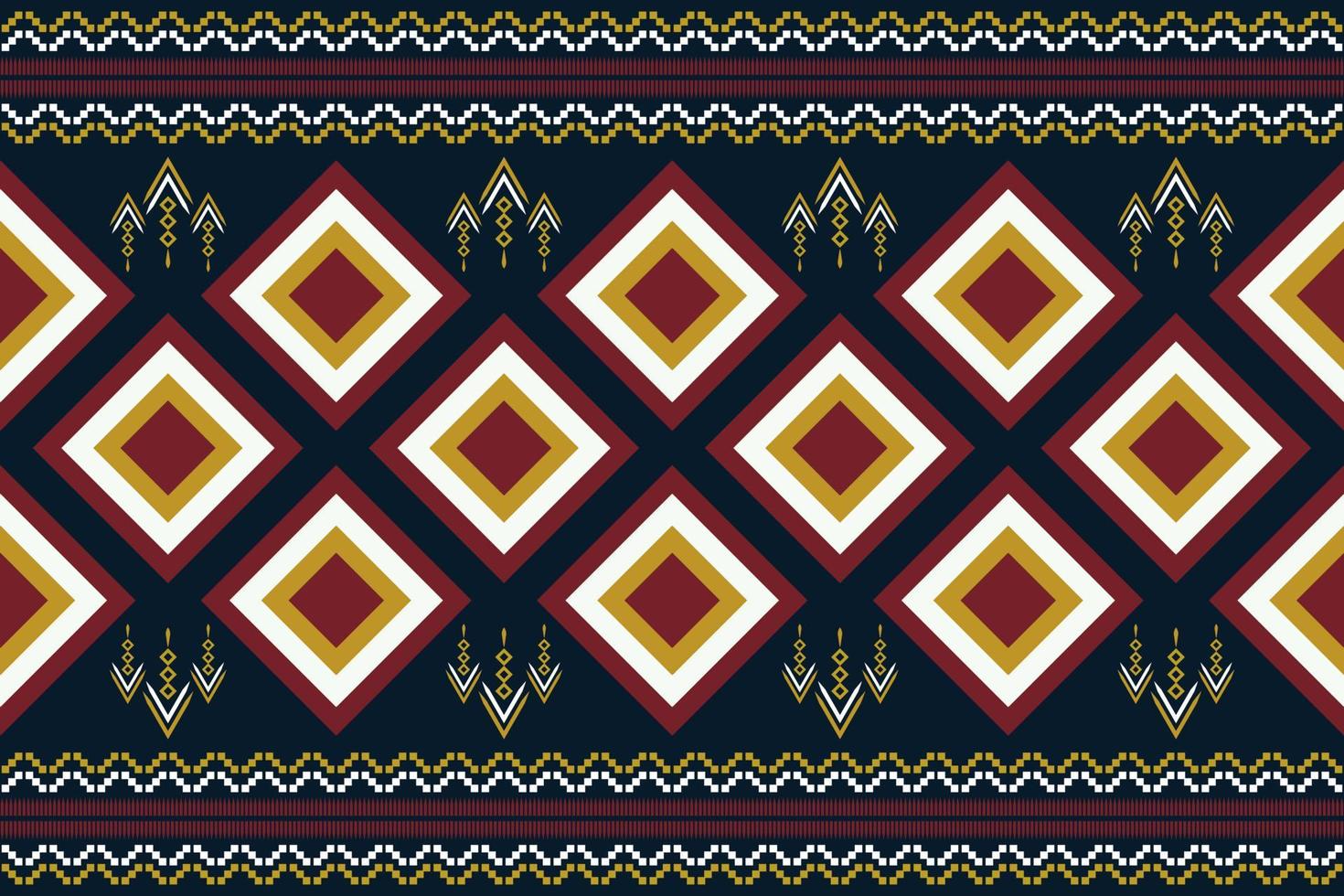 Ethnic fabric pattern geometric style. Sarong Aztec Ethnic oriental pattern traditional Dark navy blue background. Abstract,vector,illustration. Use for texture,clothing,wrapping,decoration,carpet. vector