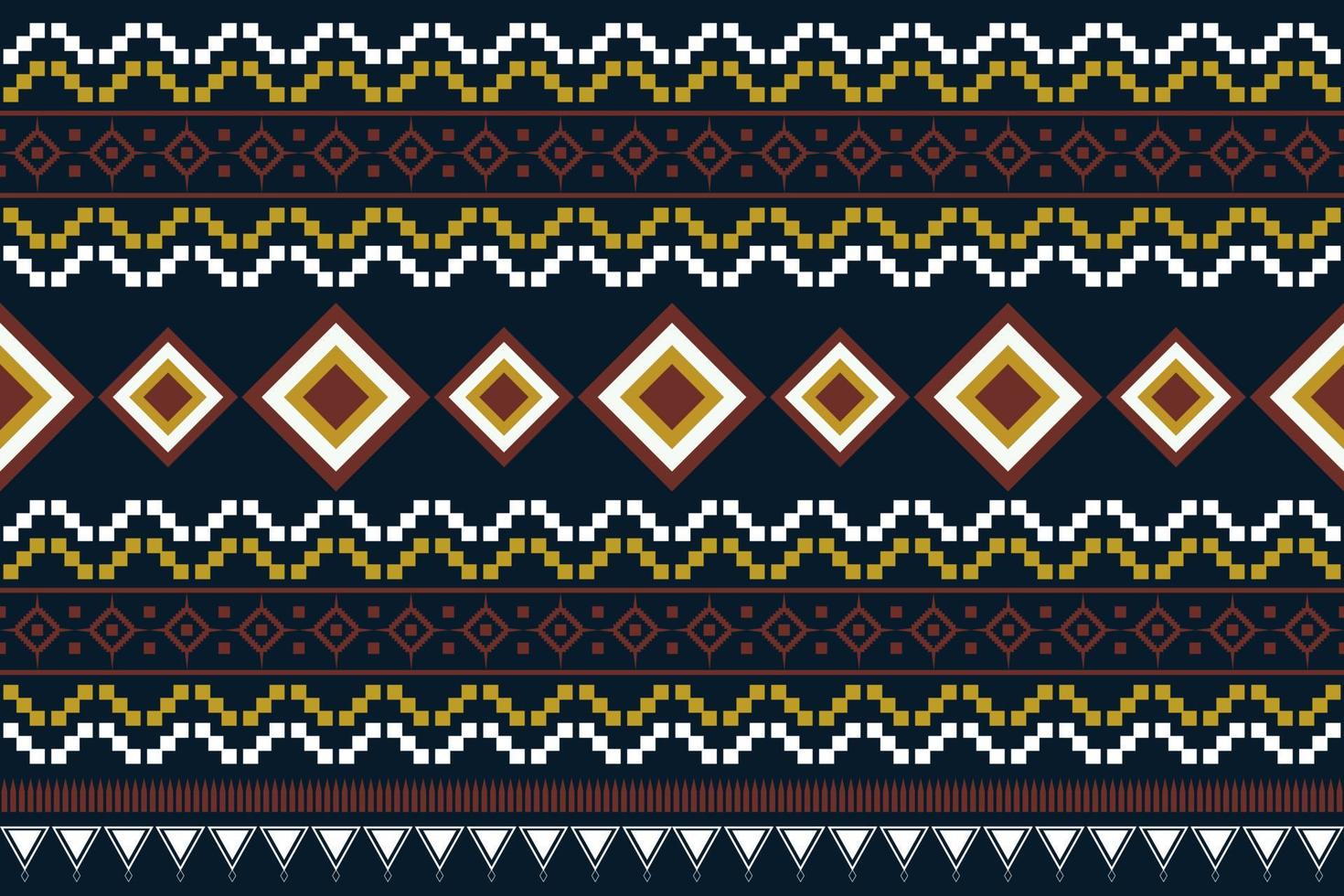 Ethnic fabric pattern geometric style. Sarong Aztec Ethnic oriental pattern traditional Dark navy blue background. Abstract,vector,illustration. Use for texture,clothing,wrapping,decoration,carpet. vector