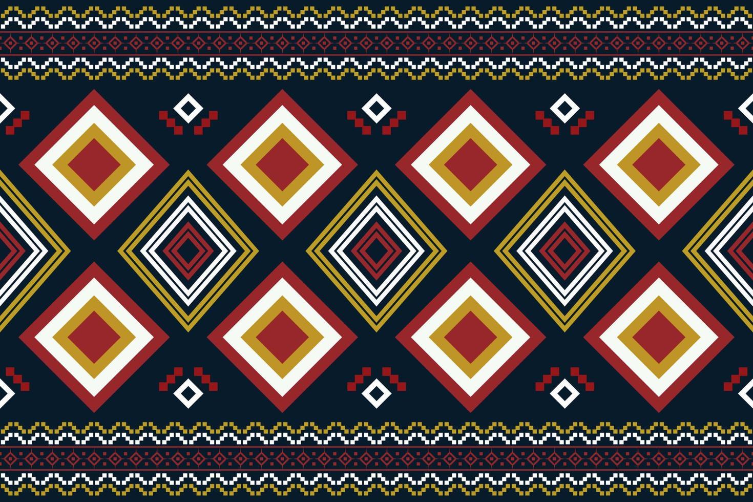 Ethnic fabric pattern geometric style. Sarong Aztec Ethnic oriental pattern traditional Dark navy blue background. Abstract,vector,illustration. Use for texture,clothing,wrapping,decoration,carpet. vector