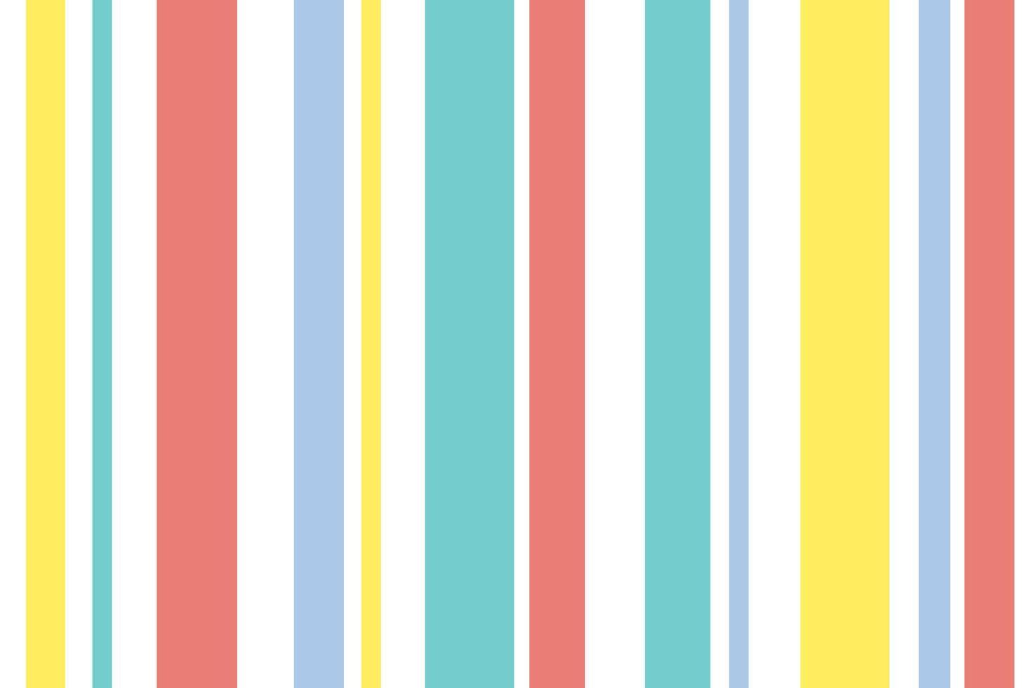 Seamless vector white colorful background fabric pattern stripe unbalance stripe patterns cute vertical blue pink yellow pastel color stripes different size symmetric grid fabric pattern illustration.