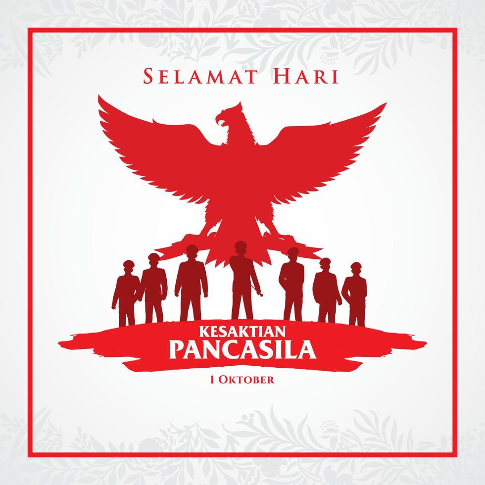 ilustración del día de la pancasila festiva indonesia. traducción, 01 de octubre, conmemoración del día de la santidad de la pancasila vector