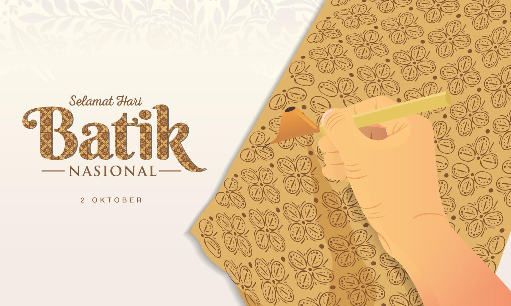 Indonesian Holiday Batik Day Illustration.Translation, October 02, Happy National Batik day. vector