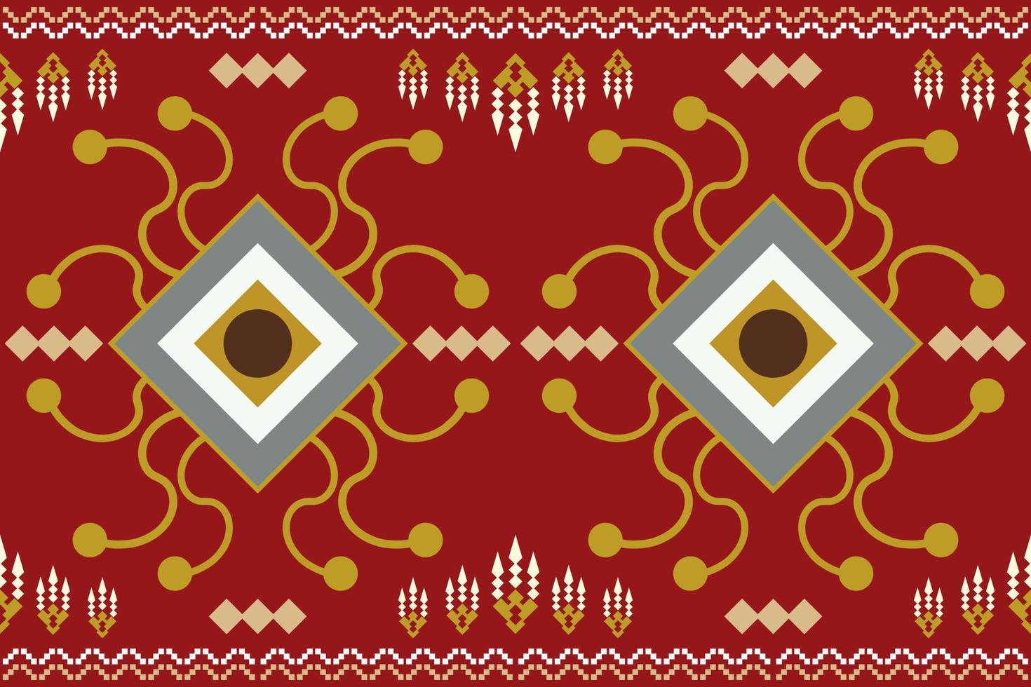 Ethnic fabric pattern geometric style. Sarong Aztec Ethnic oriental pattern traditional Crimson red background. Abstract,vector,illustration. use for texture,clothing,wrapping,decoration,carpet. vector
