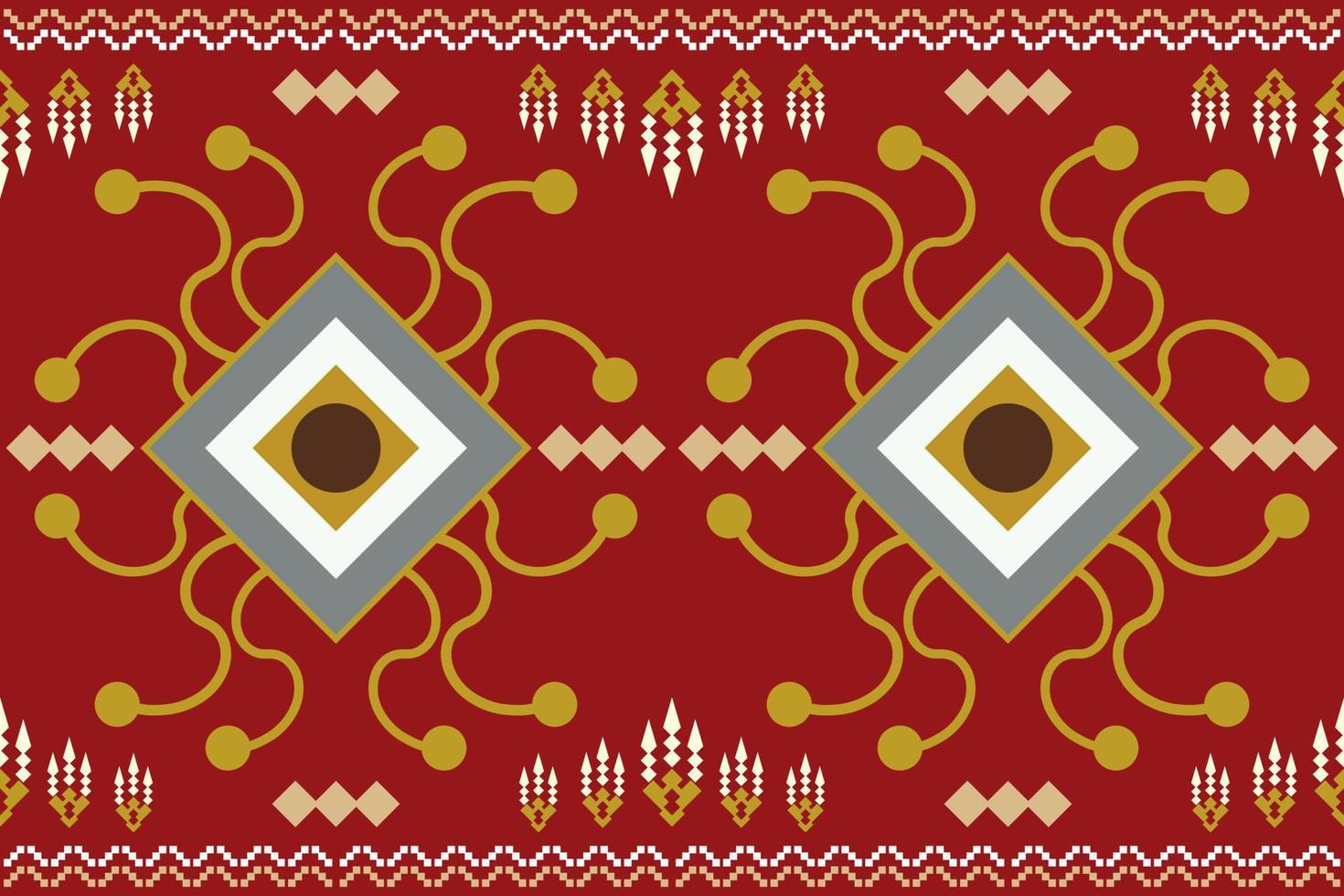 Ethnic fabric pattern geometric style. Sarong Aztec Ethnic oriental pattern traditional Crimson red background. Abstract,vector,illustration. use for texture,clothing,wrapping,decoration,carpet. vector