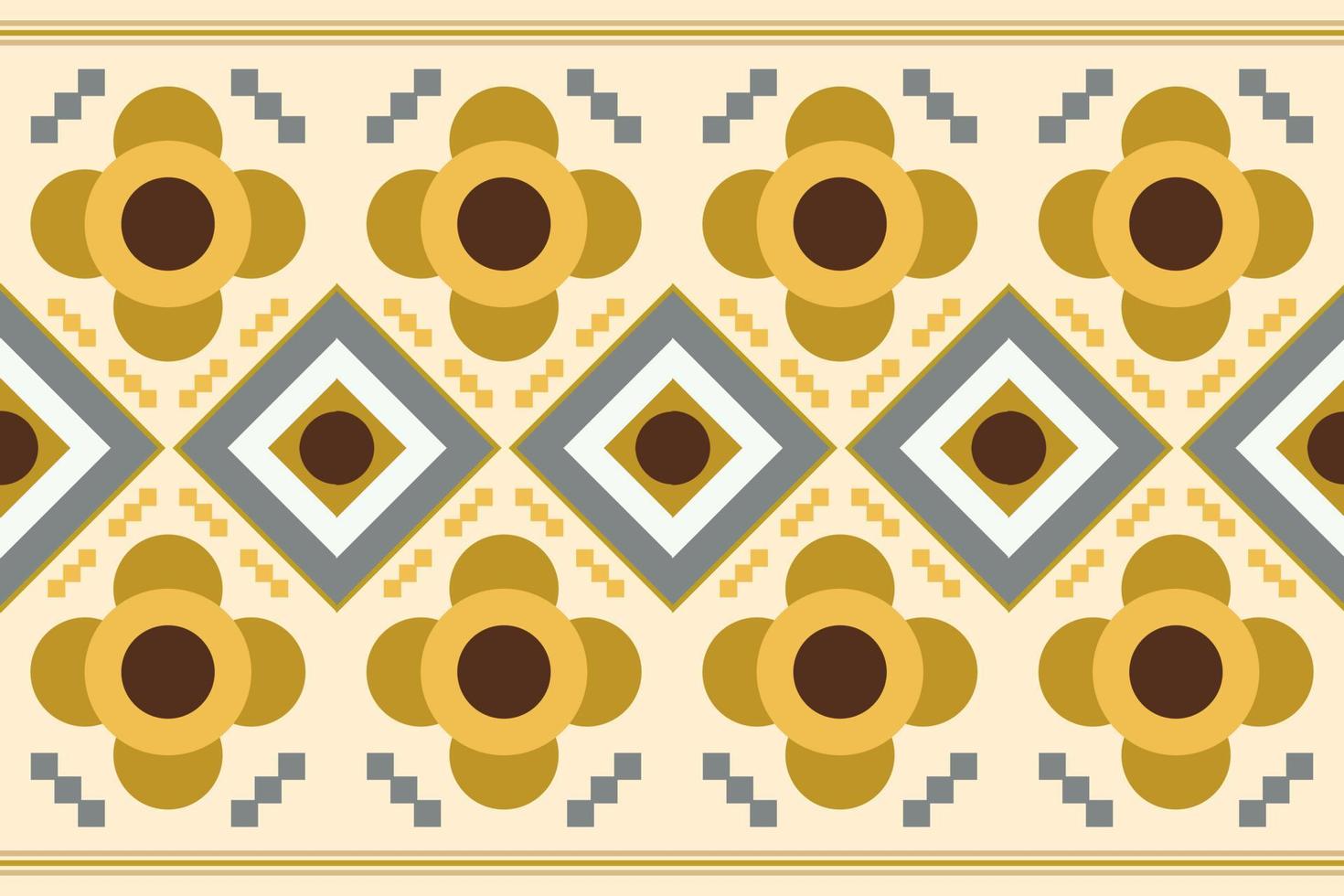 Ethnic fabric pattern geometric style. Sarong Aztec Ethnic oriental pattern traditional white brown cream background. Abstract,vector,illustration. use for texture,clothing,wrapping,decoration,carpet. vector