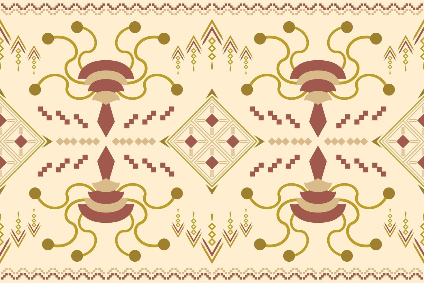 Ethnic fabric pattern geometric style. Sarong Aztec Ethnic oriental pattern traditional white brown cream background. Abstract,vector,illustration. use for texture,clothing,wrapping,decoration,carpet. vector