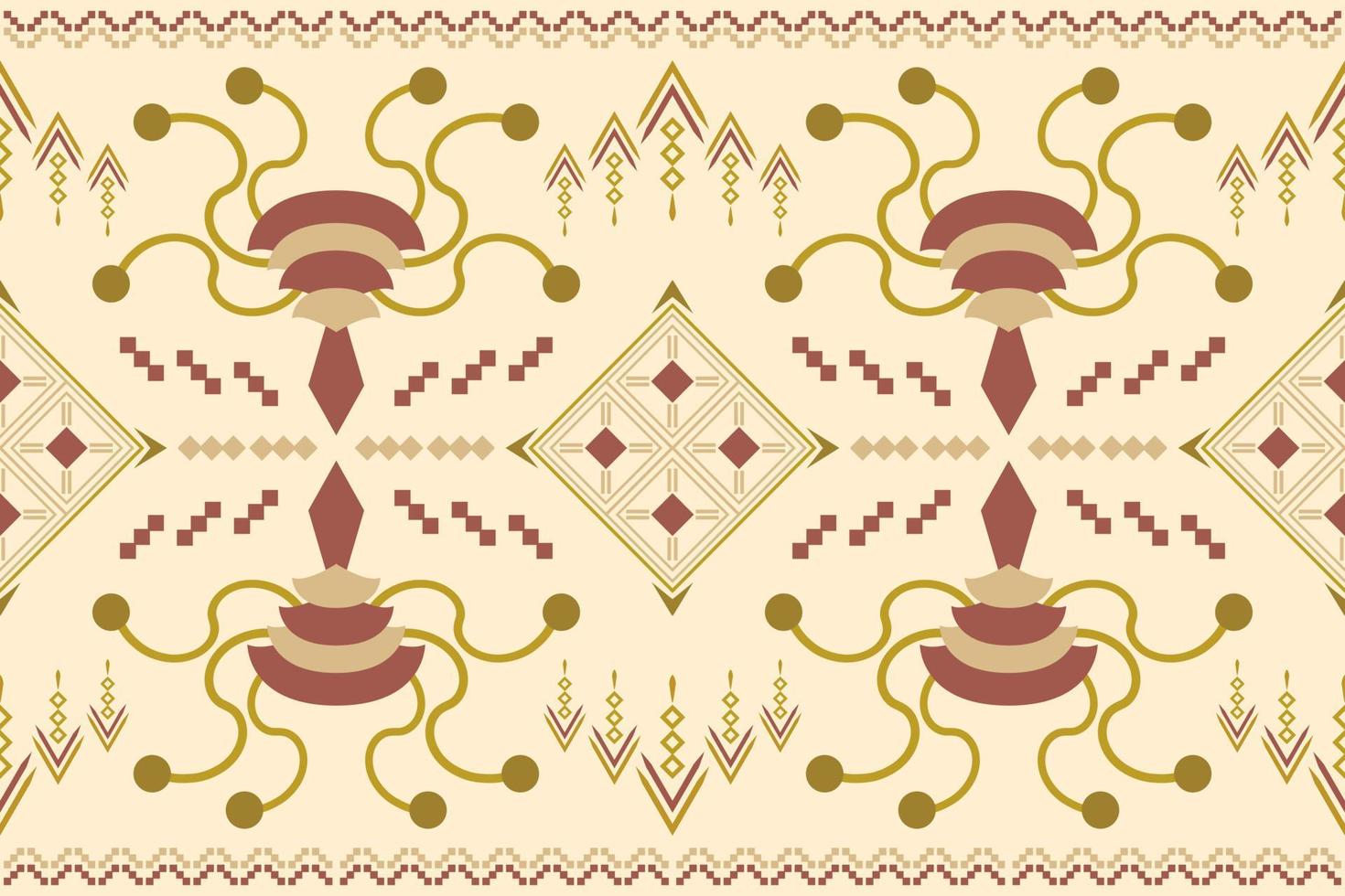 Ethnic fabric pattern geometric style. Sarong Aztec Ethnic oriental pattern traditional white brown cream background. Abstract,vector,illustration. use for texture,clothing,wrapping,decoration,carpet. vector