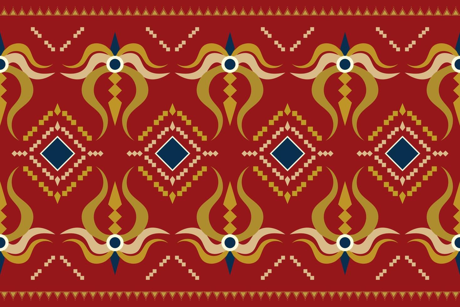 Ethnic fabric pattern geometric style. Sarong Aztec Ethnic oriental pattern traditional Crimson red background. Abstract,vector,illustration. use for texture,clothing,wrapping,decoration,carpet. vector
