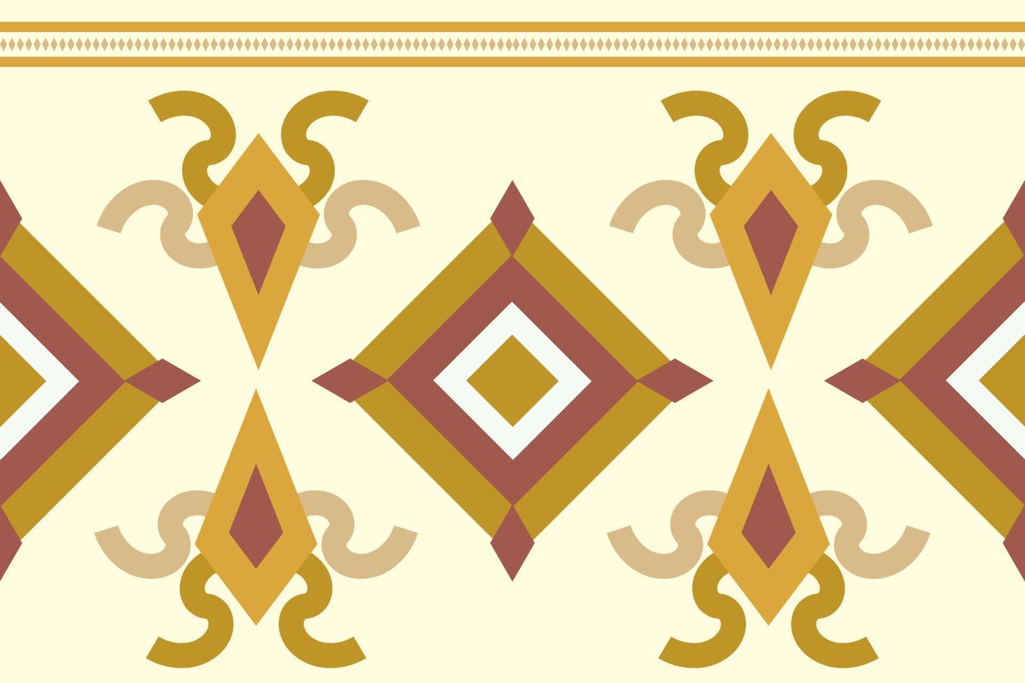 Ethnic fabric pattern geometric style. Sarong Aztec Ethnic oriental pattern traditional white brown cream background. Abstract,vector,illustration. use for texture,clothing,wrapping,decoration,carpet. vector