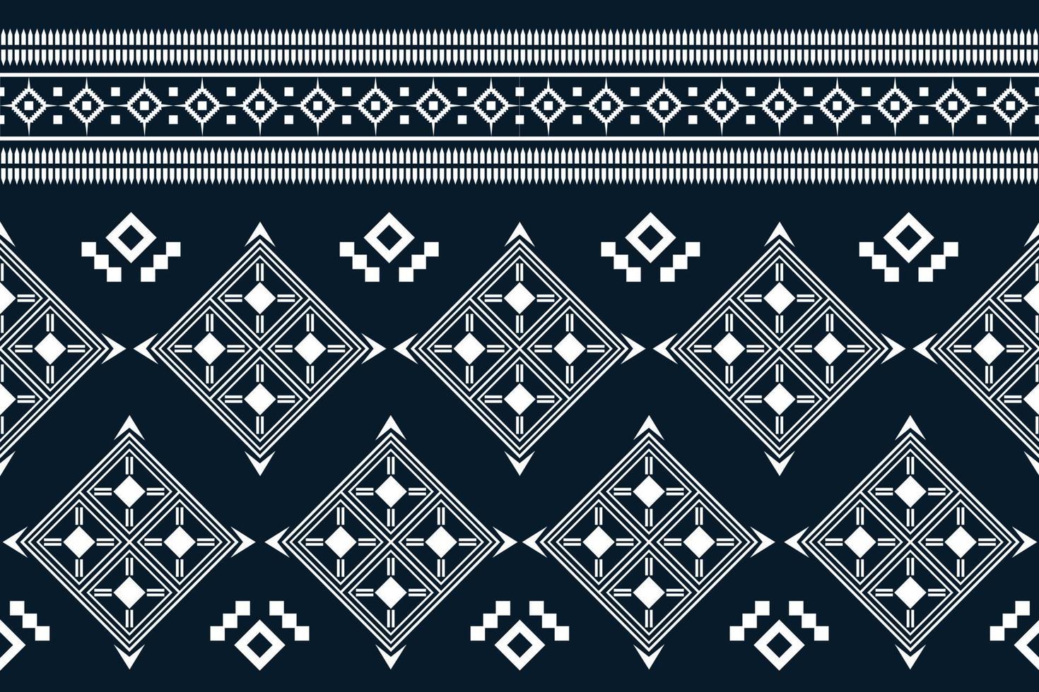 Ethnic fabric pattern geometric style. Sarong Aztec Ethnic oriental pattern traditional Dark navy blue background. Abstract,vector,illustration. Use for texture,clothing,wrapping,decoration,carpet. vector