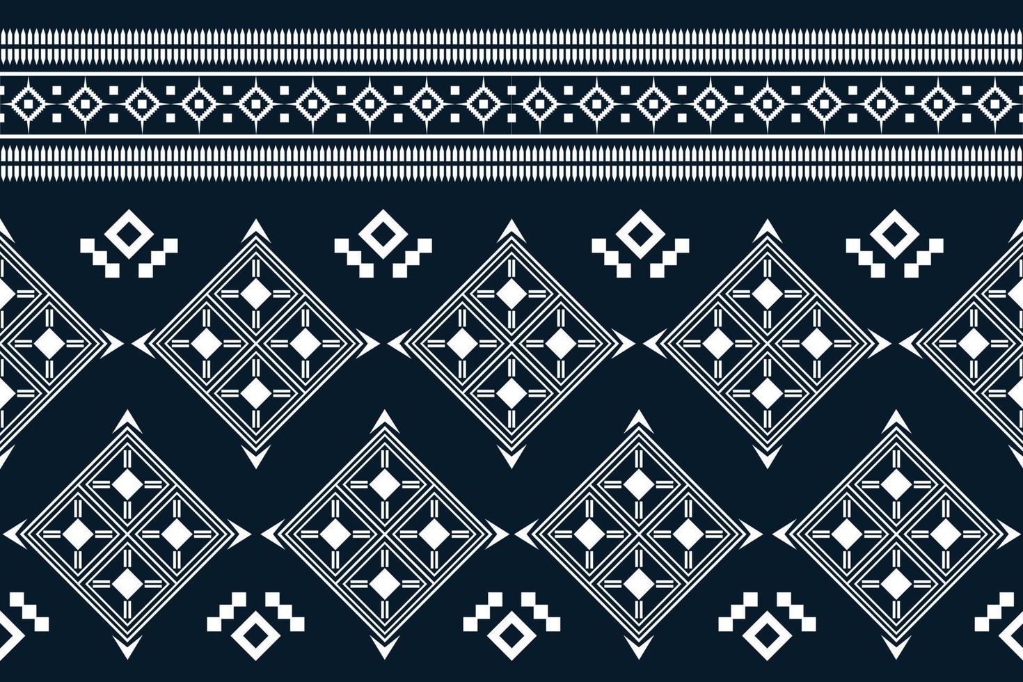 Ethnic fabric pattern geometric style. Sarong Aztec Ethnic oriental pattern traditional Dark navy blue background. Abstract,vector,illustration. Use for texture,clothing,wrapping,decoration,carpet. vector