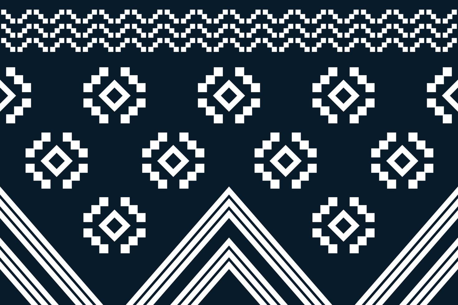 Ethnic fabric pattern geometric style. Sarong Aztec Ethnic oriental pattern traditional Dark navy blue background. Abstract,vector,illustration. Use for texture,clothing,wrapping,decoration,carpet. vector