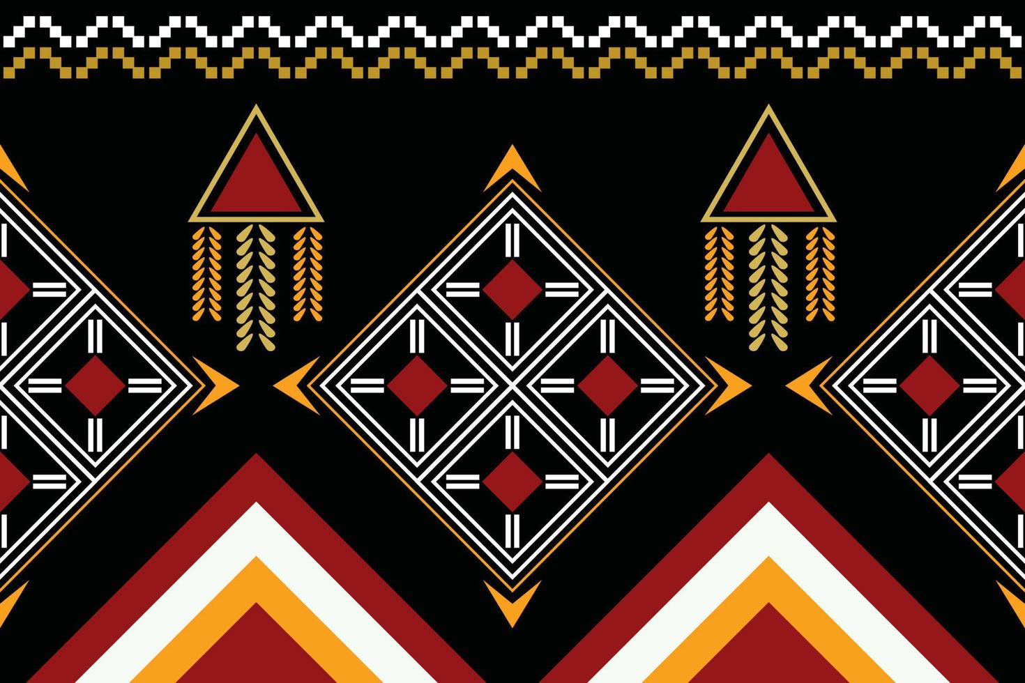 patrón de tejido étnico estilo geométrico. sarong azteca étnico oriental patrón tradicional fondo negro oscuro. resumen, vector, ilustración. uso para textura, ropa, envoltura, decoración, alfombra. vector