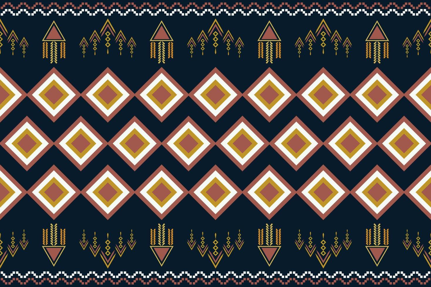 Ethnic fabric pattern geometric style. Sarong Aztec Ethnic oriental pattern traditional Dark navy blue background. Abstract,vector,illustration. Use for texture,clothing,wrapping,decoration,carpet. vector