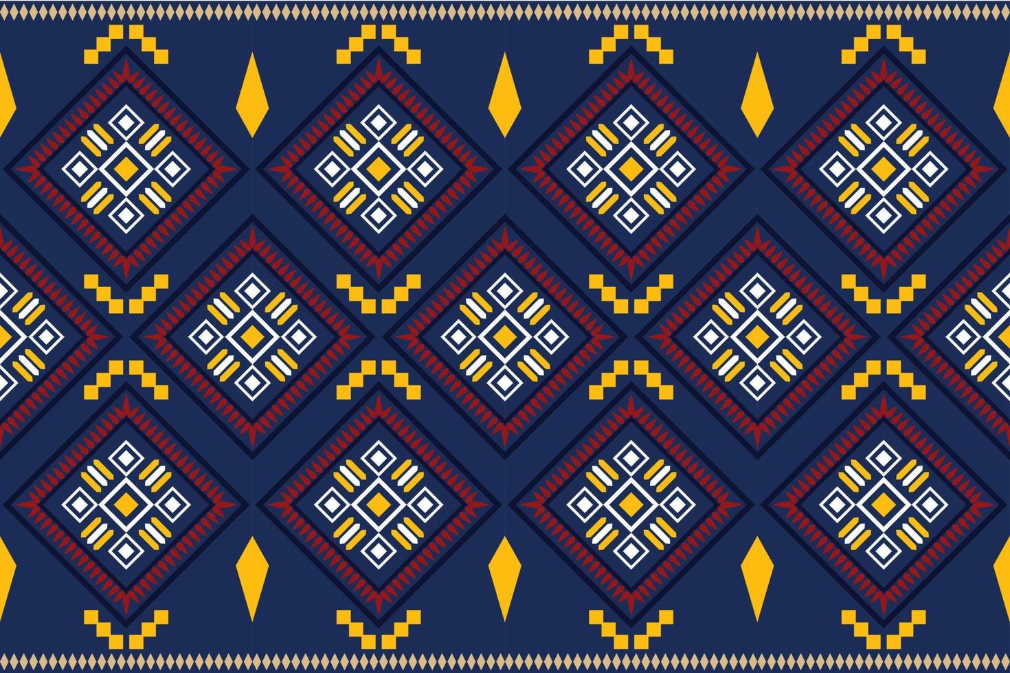 Ethnic fabric pattern geometric style. Sarong Aztec Ethnic oriental pattern traditional Dark navy blue background. Abstract,vector,illustration. Use for texture,clothing,wrapping,decoration,carpet. vector