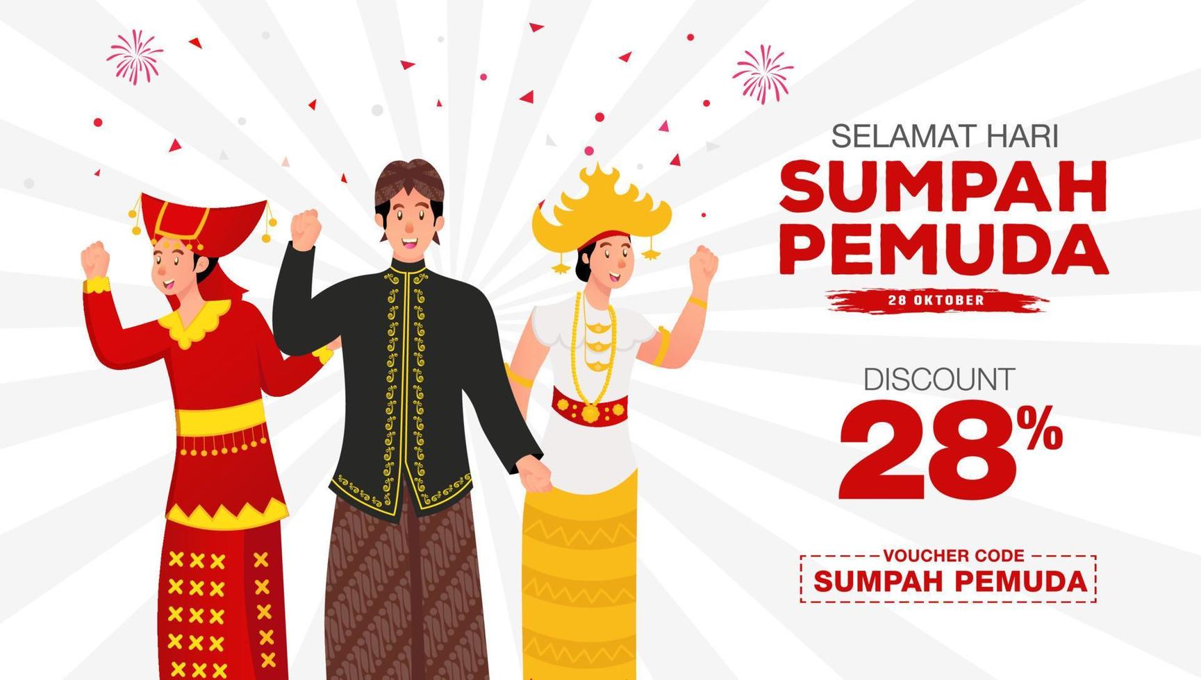 vector illustration. selamat hari Sumpah pemuda. Translation Happy Indonesian Youth Pledge day