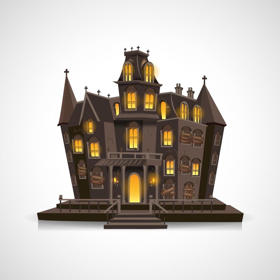 happy halloween. haunted house isolated on white background vector