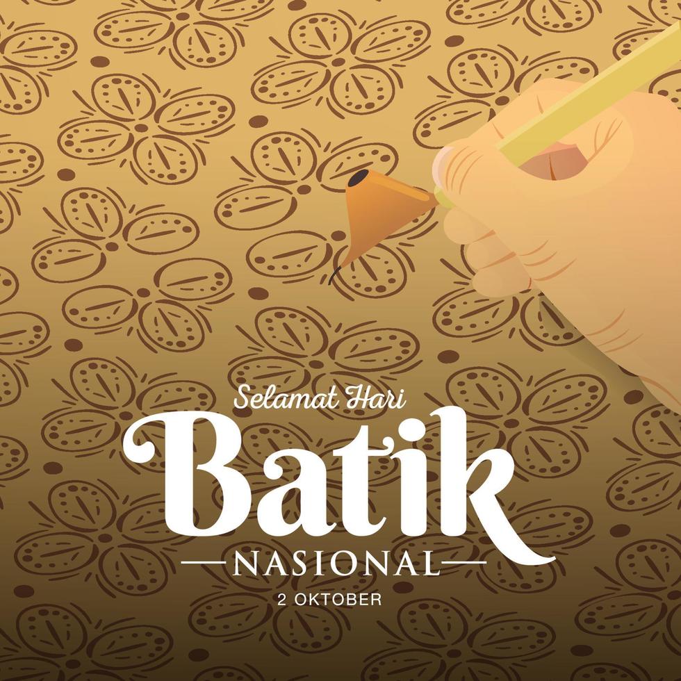 Indonesian Holiday Batik Day Illustration.Translation, October 02, Happy National Batik day. vector