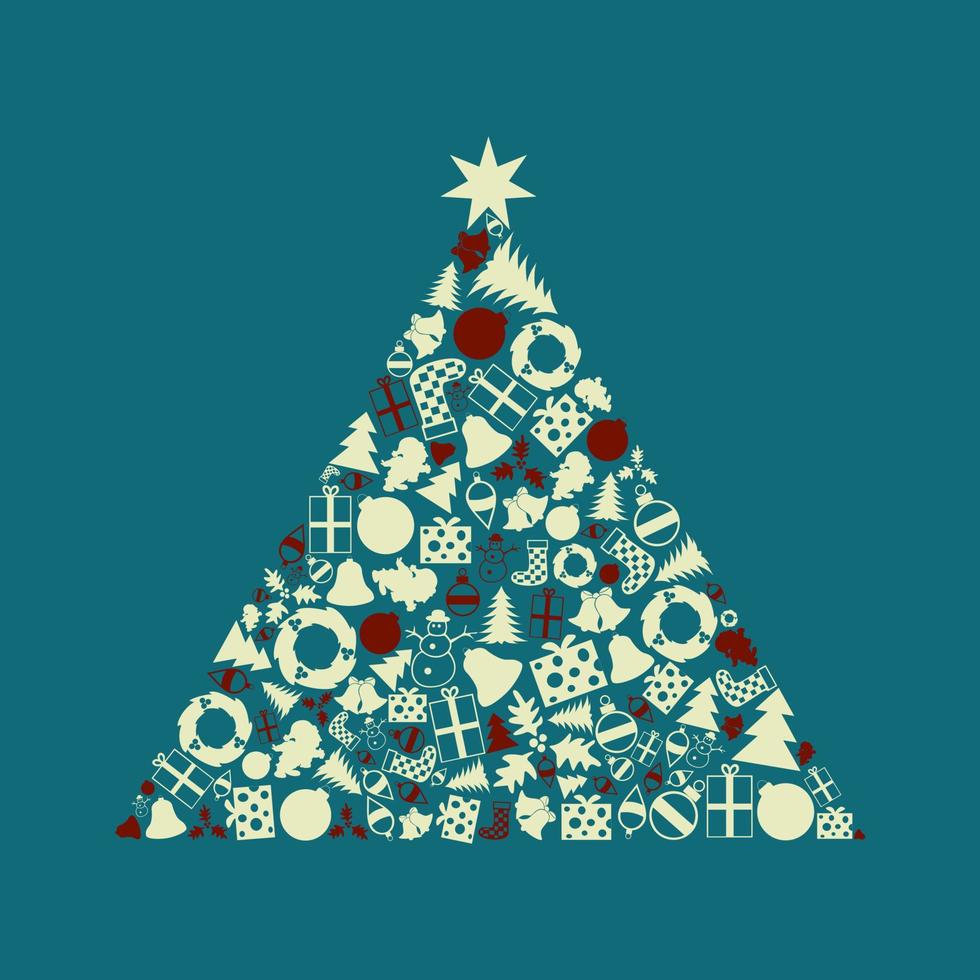 Christmas tree on a blue background. A vector illustration