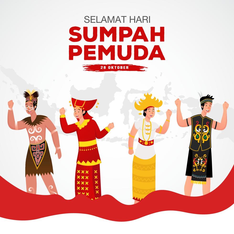 vector illustration. selamat hari Sumpah pemuda. Translation Happy Indonesian Youth Pledge