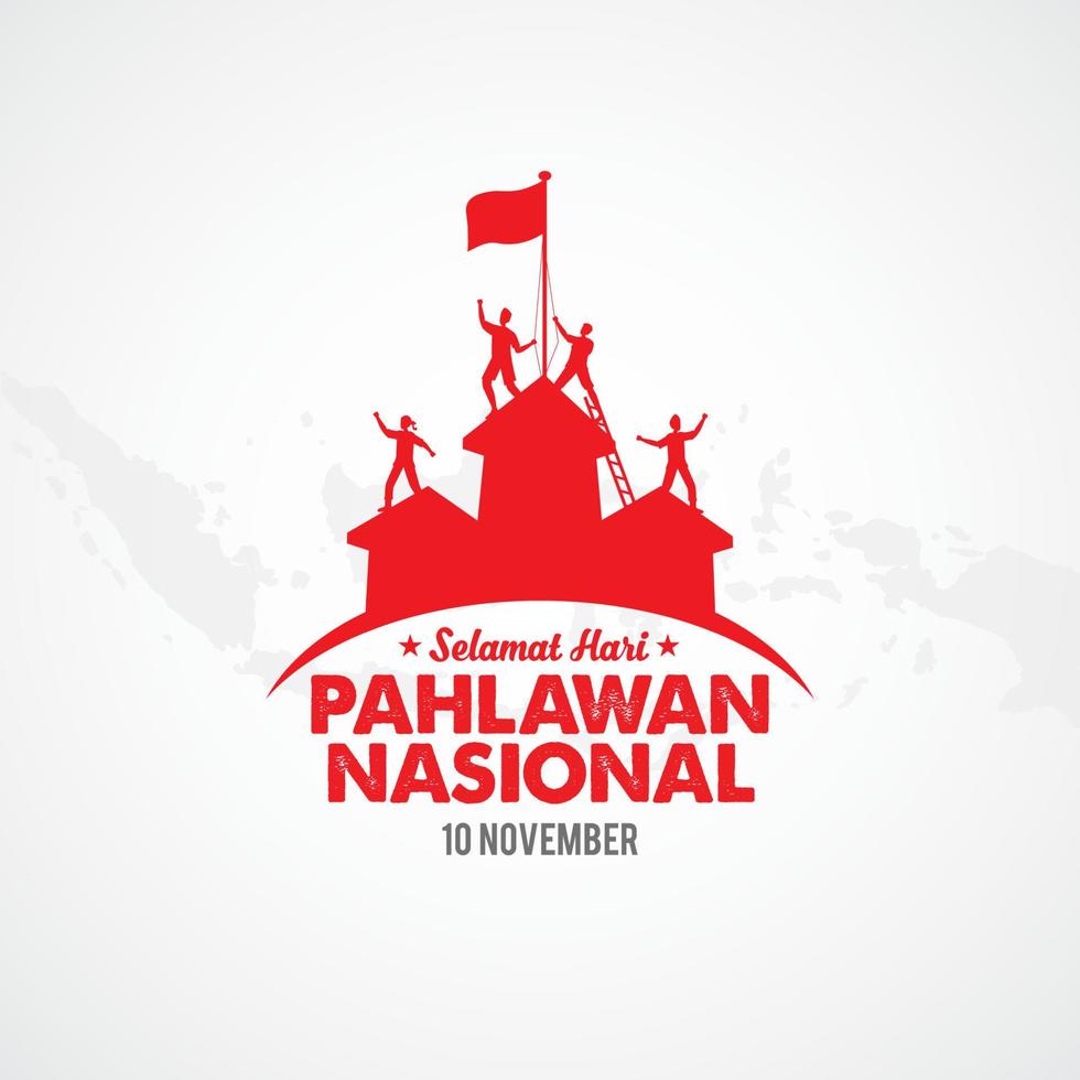 selamat hari pahlawan nacional. traducción, feliz nacional indonesio vector