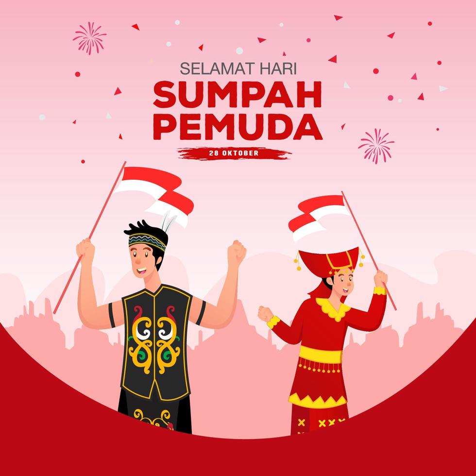 vector illustration. selamat hari Sumpah pemuda. Translation Happy Indonesian Youth Pledge