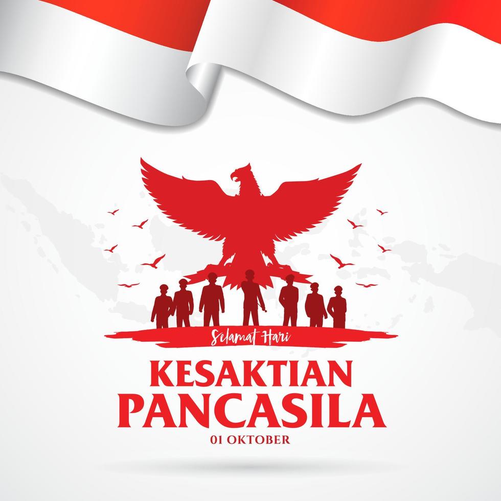 ilustración del día de la pancasila festiva indonesia. traducción, 01 de octubre, conmemoración del día de la santidad de la pancasila vector