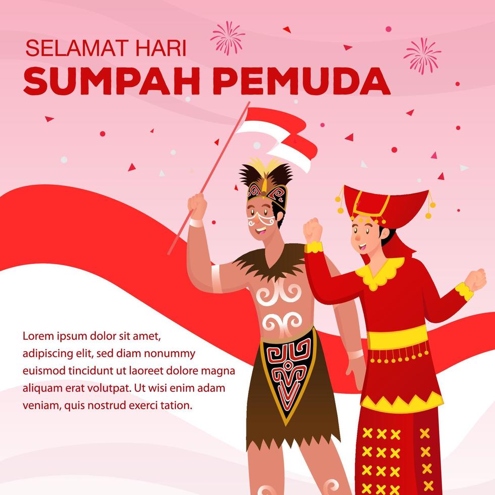 ilustración vectorial selamat hari sumpah pemuda. traducción feliz promesa de la juventud indonesia vector