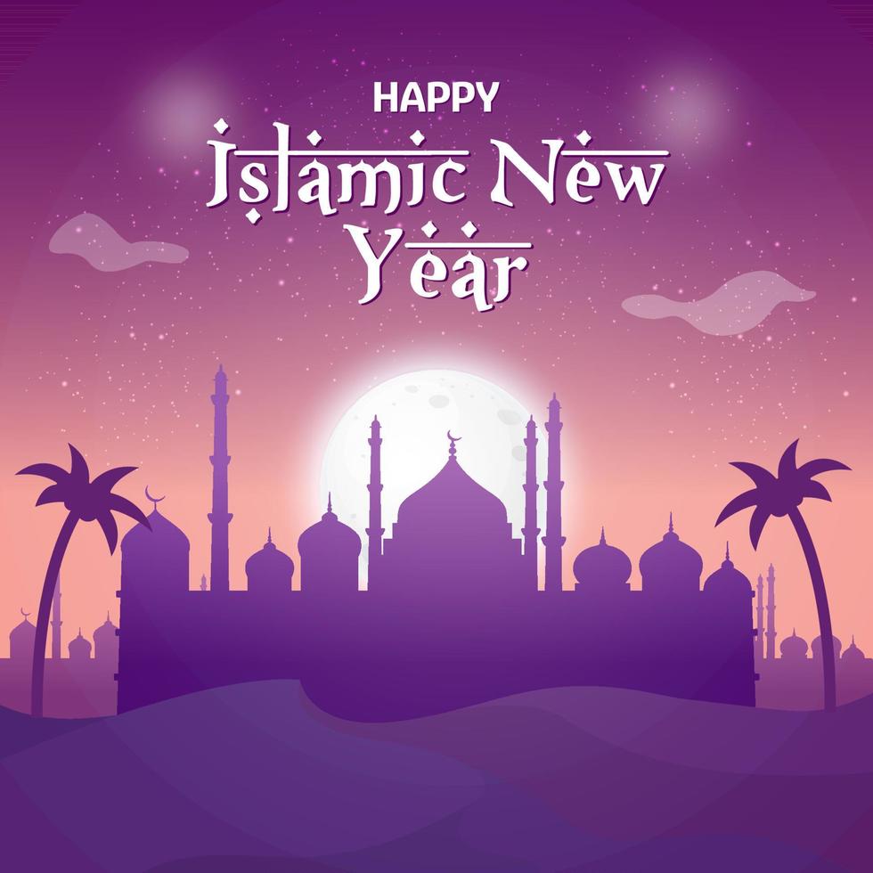 Happy islamic new year vector illustration. New hijri year background suitable for greeting card, poster and banner