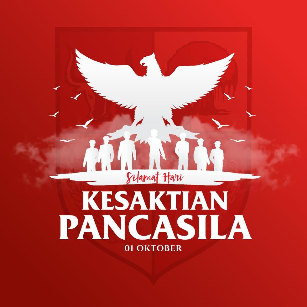 Indonesian Holiday Pancasila Day Illustration.Translation, October 01, Commemoration of the Pancasila Sanctity Day vector