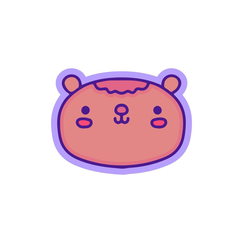 Cute bear character doodle illustration, with soft pop style and old style 90s cartoon drawings. Artwork for sticker, patchworks. vector