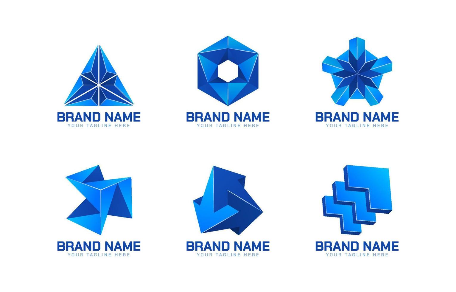 3D Geometric Logo Collection vector