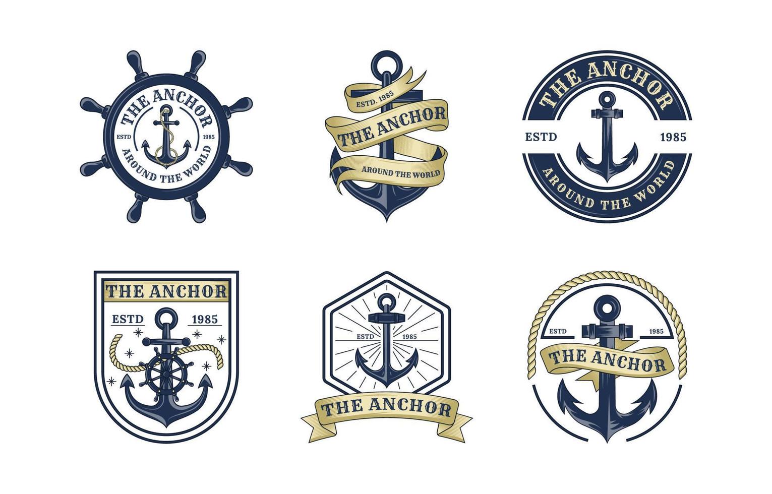 Vintage Anchor Logo Collection vector