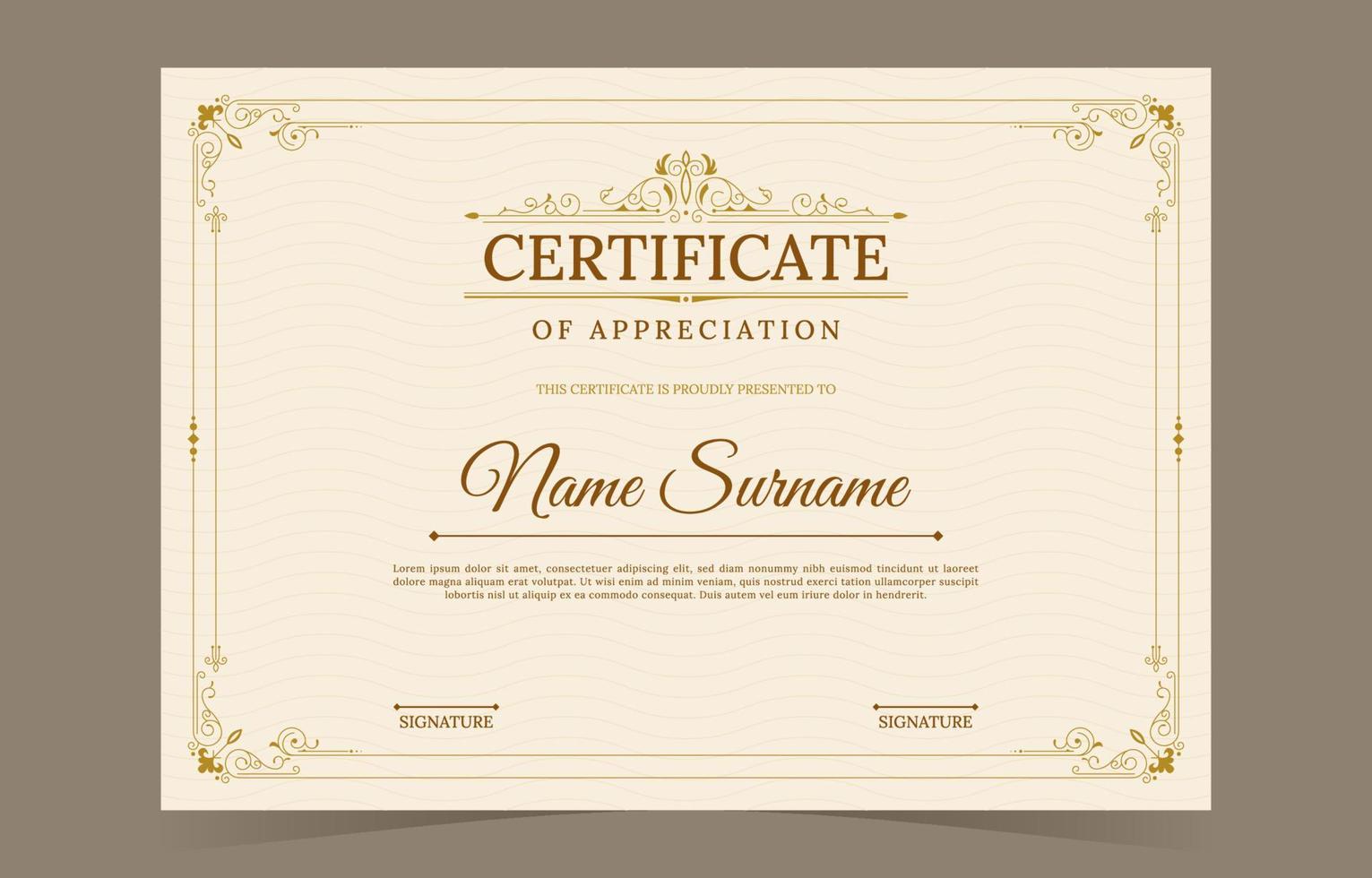 Victorian Classic Certificate Template vector