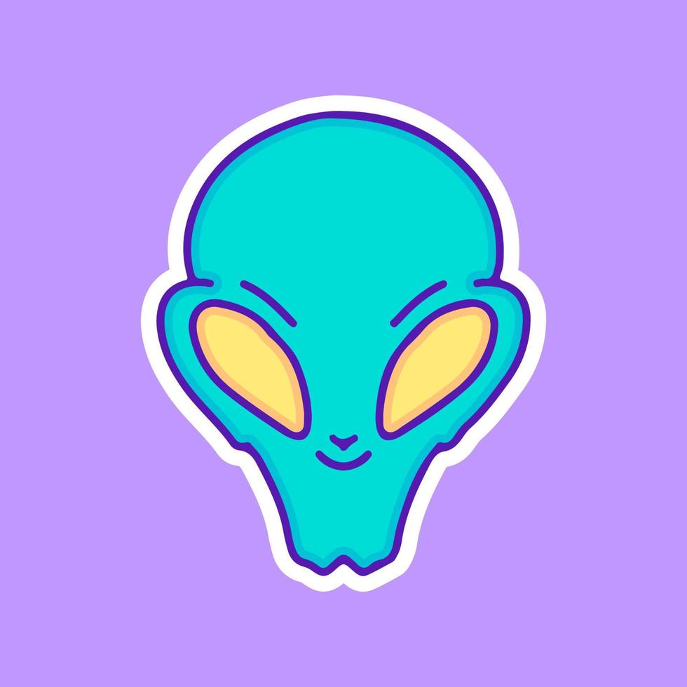 Handsome alien head illustration, with soft pop style and old style 90s cartoon drawings. Artwork for street wear, t shirt, patchworks. vector