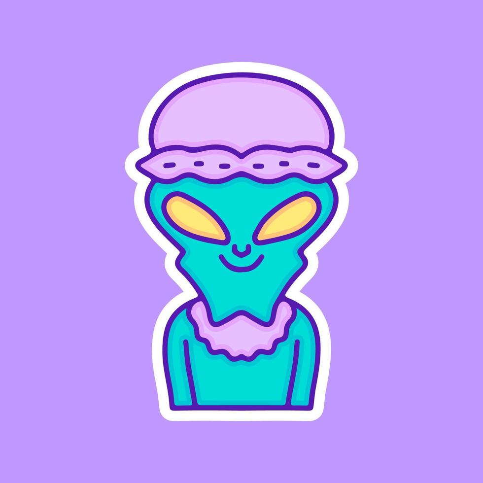 Baby alien illustration, with soft pop style and old style 90s cartoon drawings. Artwork for street wear, t shirt. vector