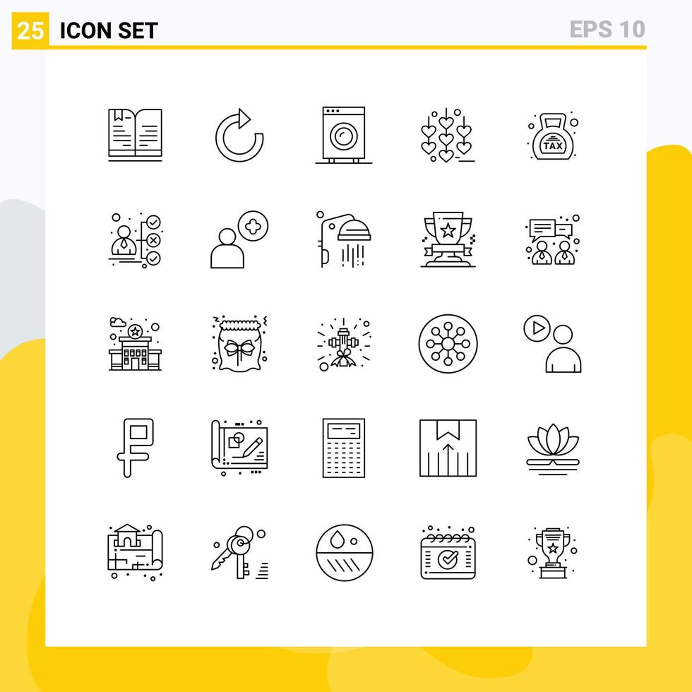 25 Line concept for Websites Mobile and Apps finance banking electric chain heart Editable Vector Design Elements